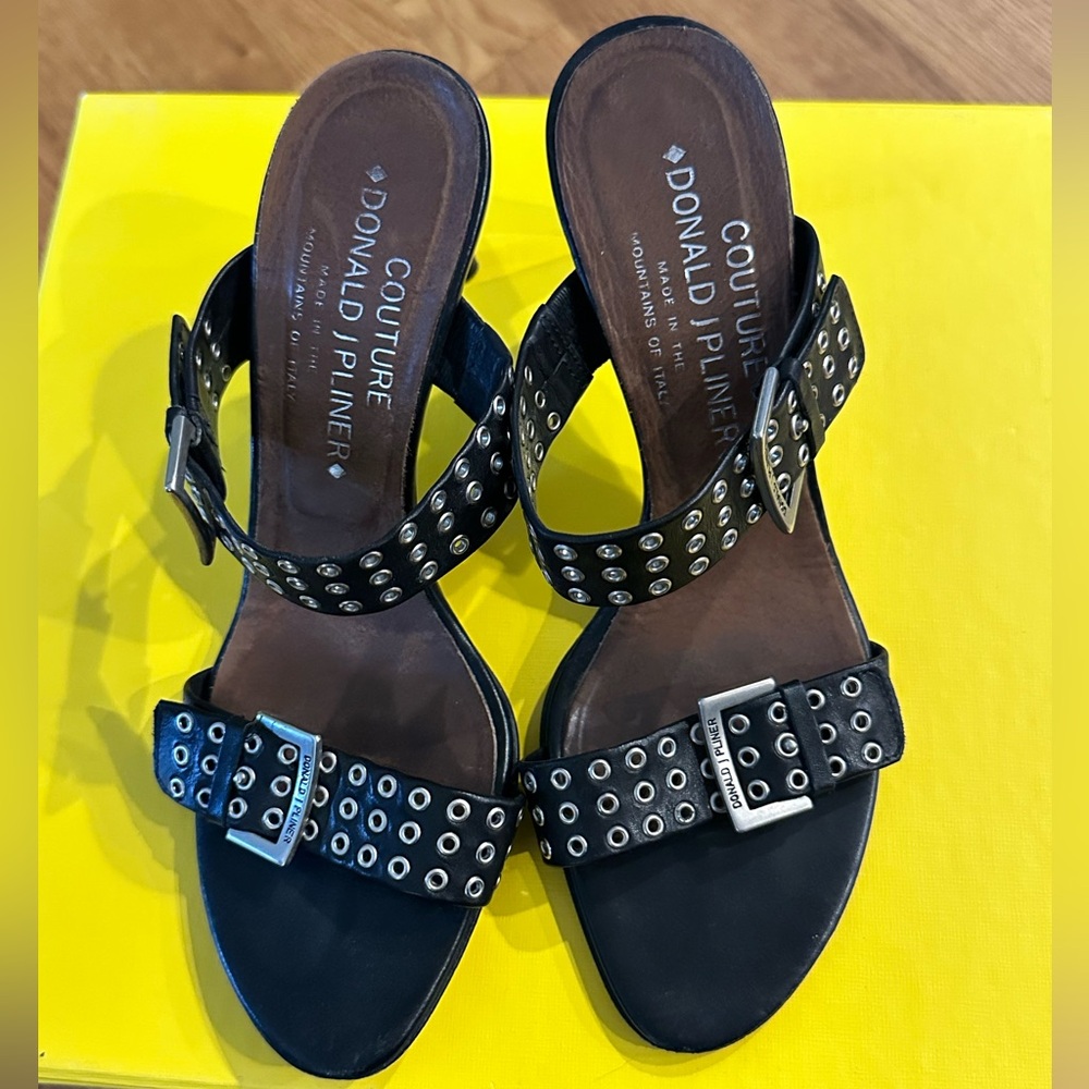 Donald J. Pliner Black Women's Sandals with Silver Accents